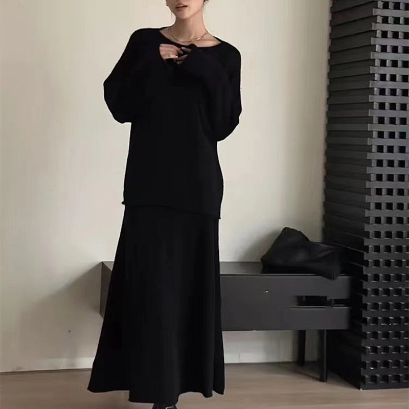 Robe tricotée pour femmes au design décontracté à épaules dénudées avec une coupe ample