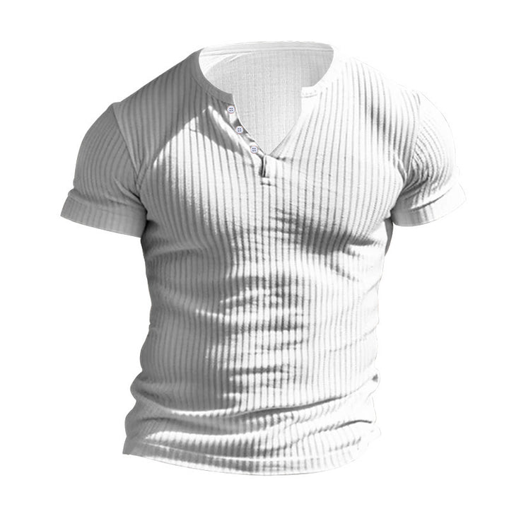 Men's Short Sleeve Henley T-Shirt with Textured Design Amarae