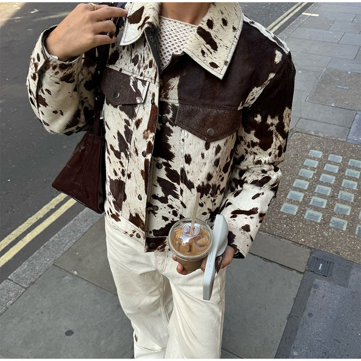 Trendy denim jacket for women with a modern design in cow leather Lune London
