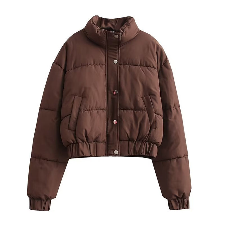 Quilted jacket for women with high collar and practical pockets Lune London
