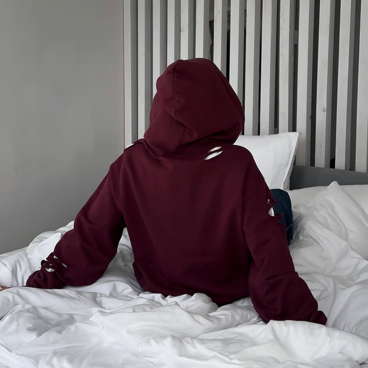Oversized hoodie for women with trendy tear details Lune London
