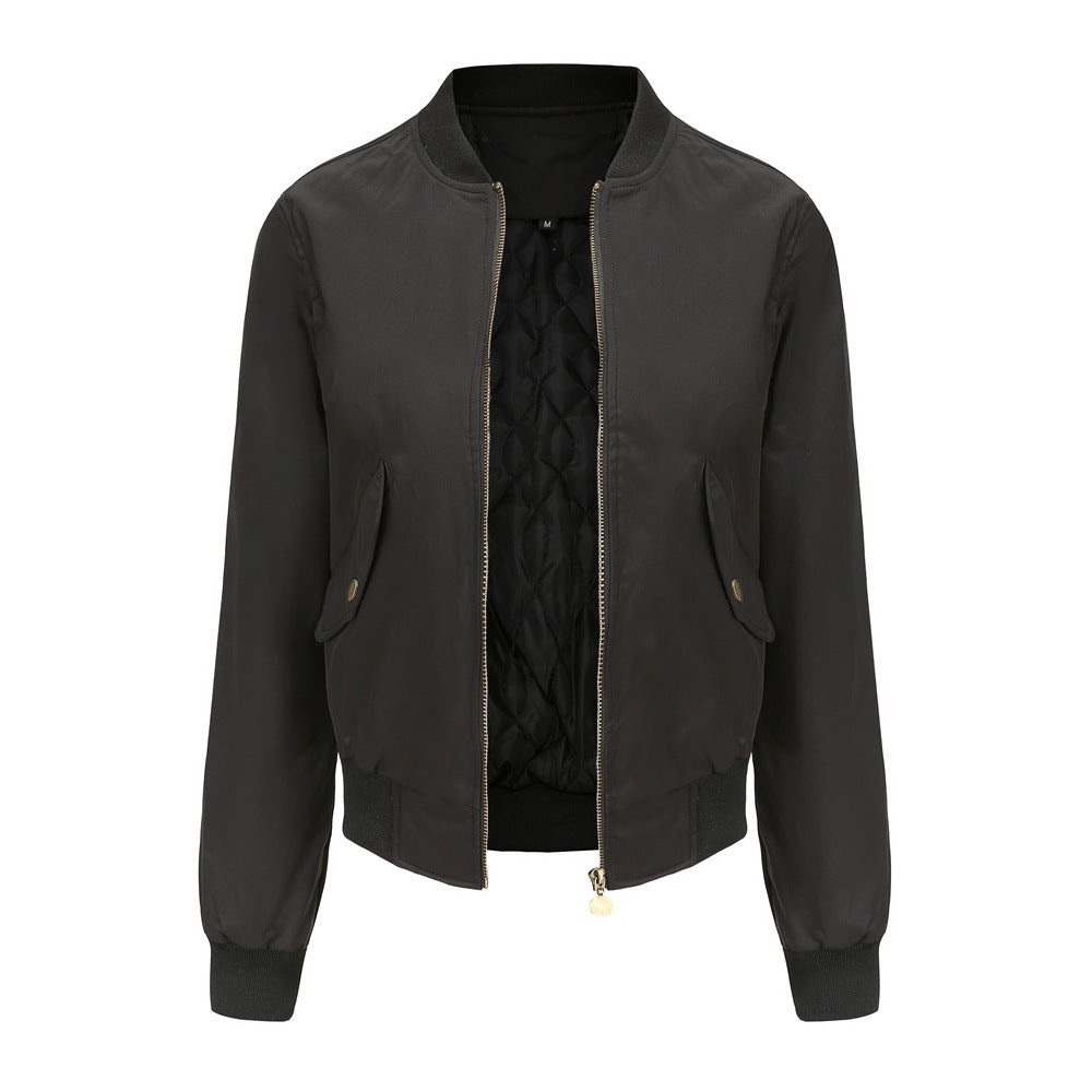 Elegant women's bomber jacket with practical side pockets and elastic edges Lune London
