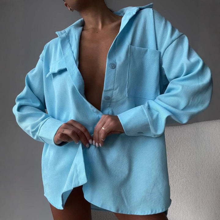 Casual shirt jacket for women in soft textured material Amarae