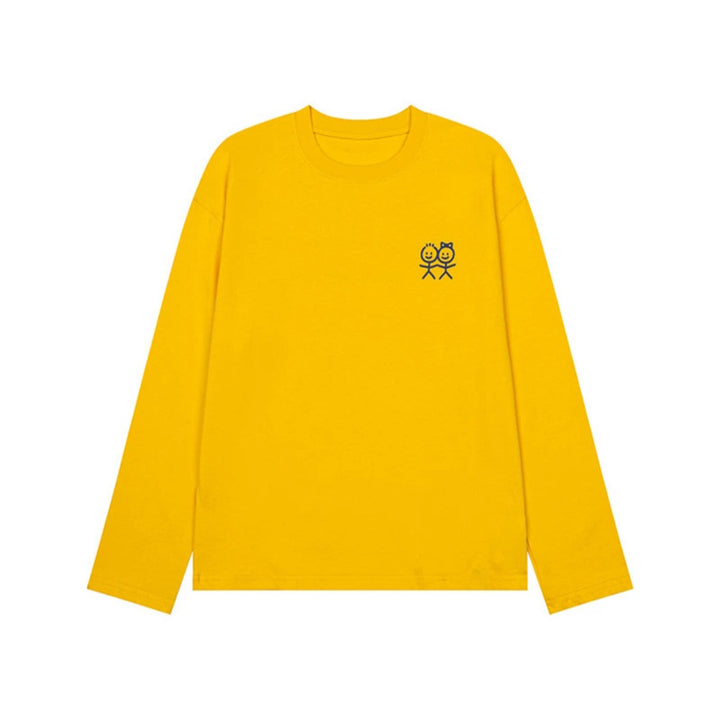 Unisex Long Sleeve Cotton Shirt with Minimalist Friendship Embroidery Amarae