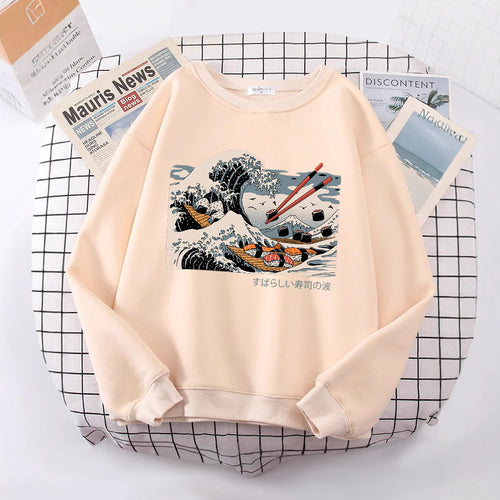 Sweat-shirt femme avec design de vague artistique et coupe confortable Chic & Stil