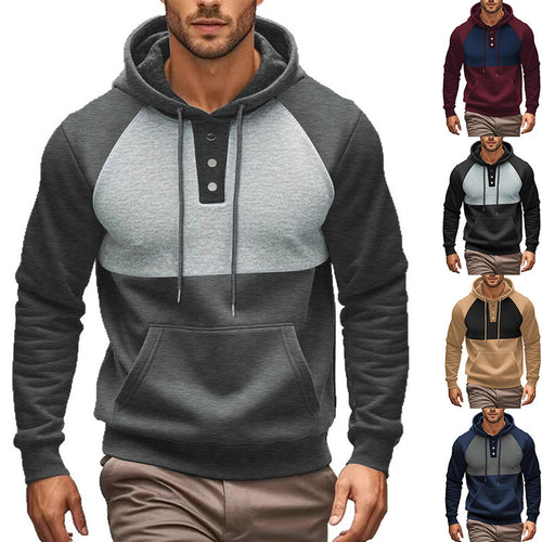 Men's Hoodie with button placket and contrasting details Amarae