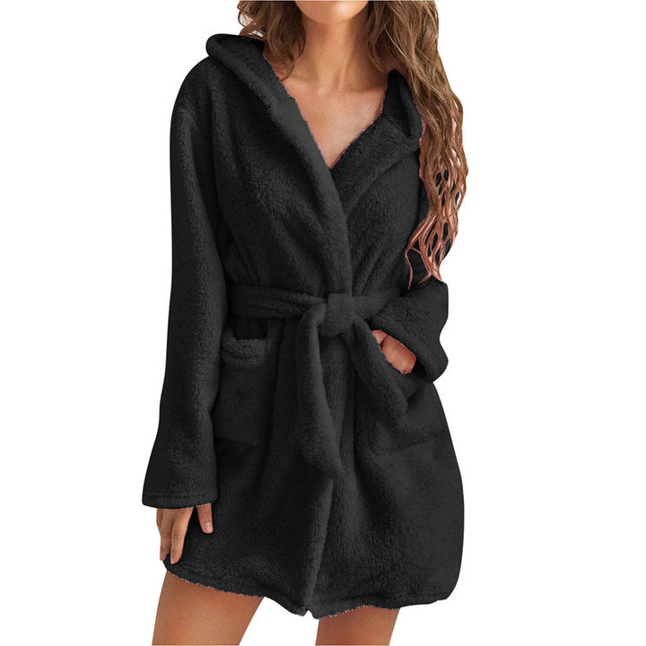 Lady Fleece Robe with Hood and Pockets Lune London