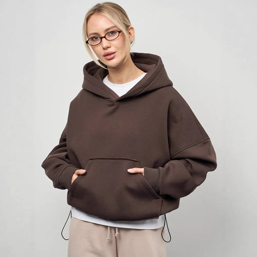 Women's oversized hoodie with kangaroo pocket and elastic cuffs