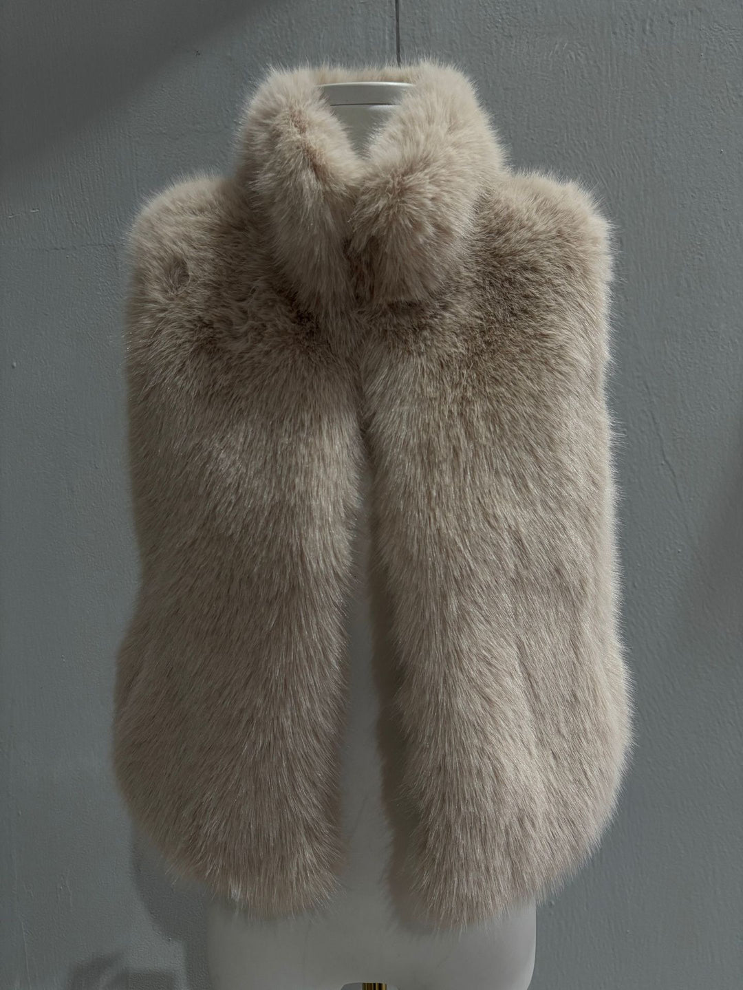 Ladies Sleeveless Teddy Faux Fur Vest with Dense High Pile and Stand-up Collar Amarae