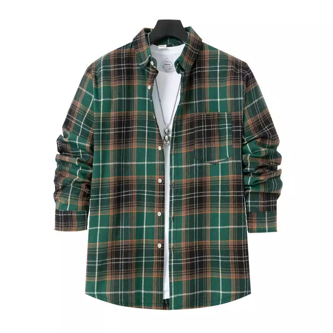 Plaid shirt for men with modern details and a practical chest pocket Lune London