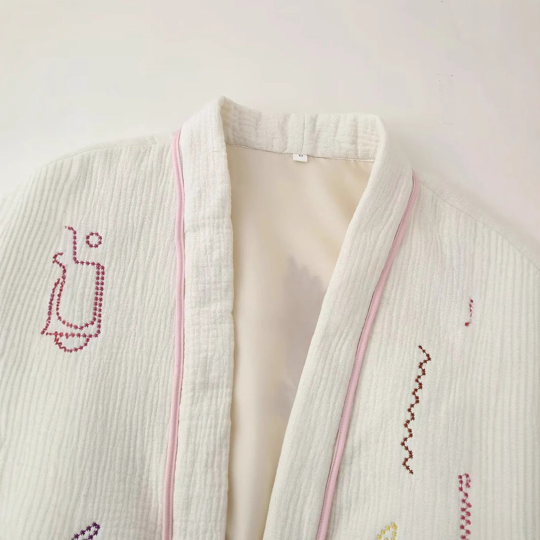 Embroidered cotton jacket for ladies with large pockets and relaxed fit Lune London