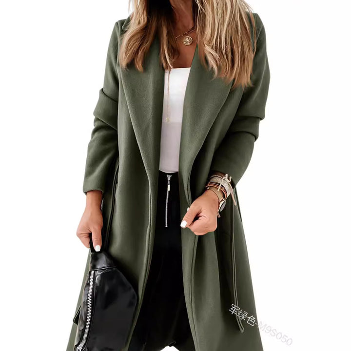 Women Elegant and Comfortable Coat with Belt and Pockets Lune London