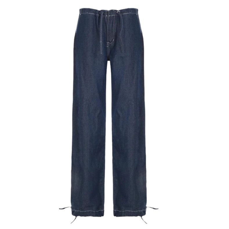 Wide jeans for women with elastic waistband and adjustable hem Lune London