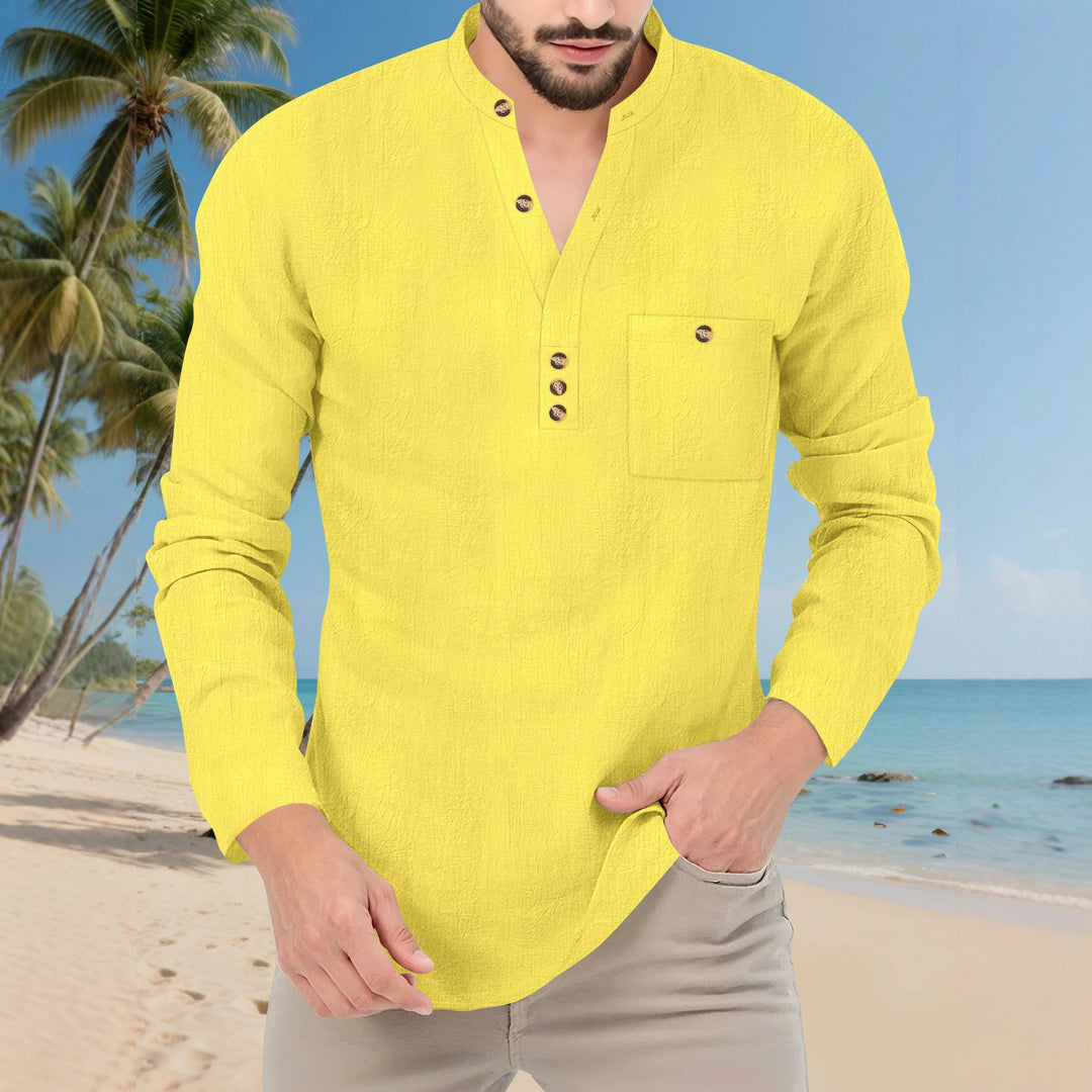 Men's Lightweight Long Sleeve Shirt with Button Placket Lune London