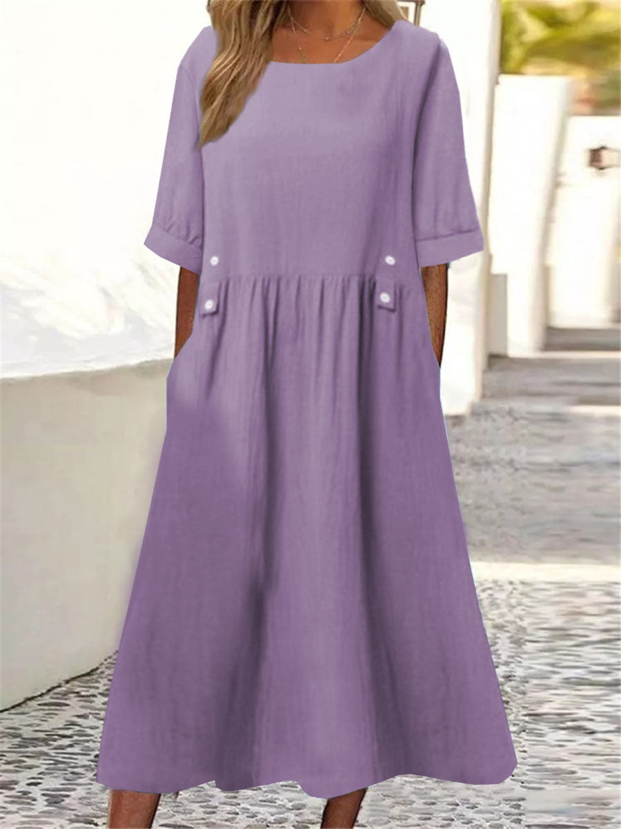 Simple women's summer dress with practical pockets and a casual cut Lune London