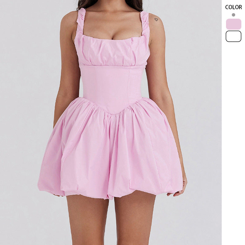 Women's Playful Mini Dress with Voluminous Skirt and Ruched Details Lune London