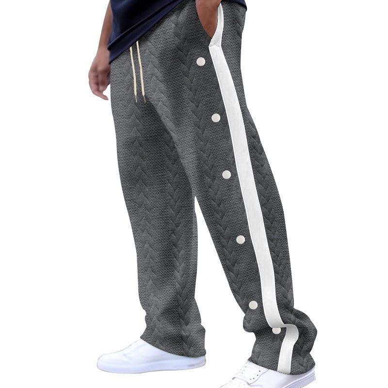 Sporty jogger pants for men with snap button and side stripes Lune London