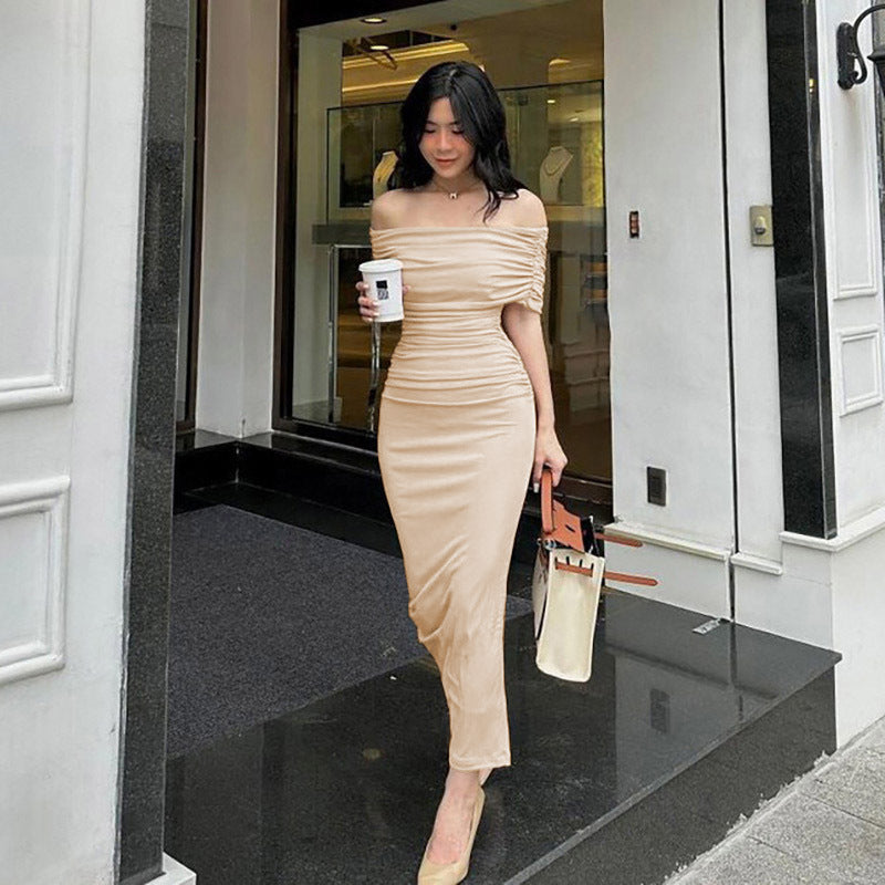 Women's Elegant Off-Shoulder Cocktail Dress with Ruffles Lune London