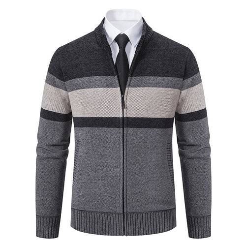 Men's knitted jacket with textured design and high collar Amarae