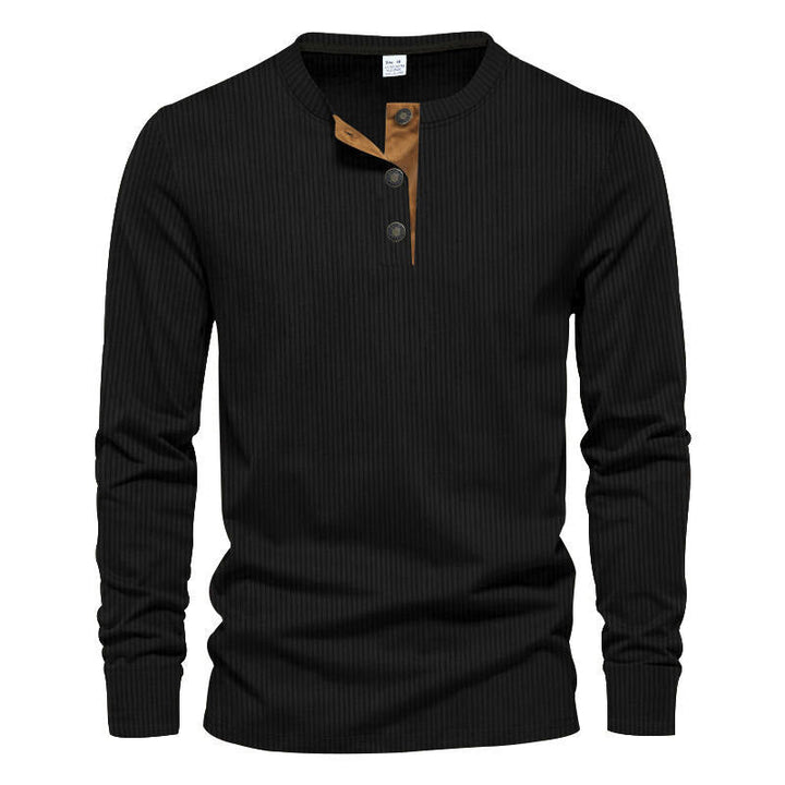 Men's Long Sleeve Henley Shirt with Textured Design Amarae