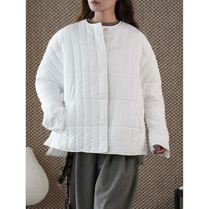 Women's lightweight quilted short jacket with vertical quilting and boxy silhouette Amarae