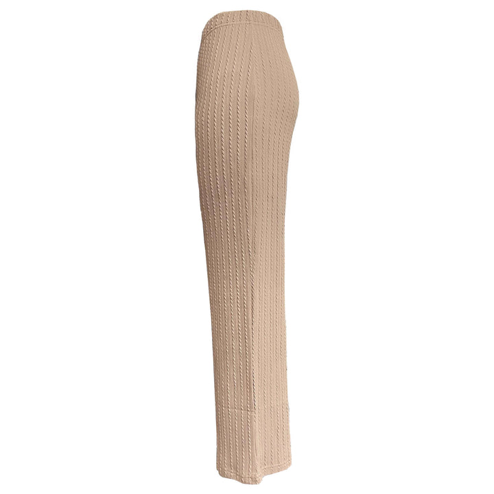 Pantalons en tricot large à côtes pour femmes avec taille haute et poches latérales Chic & Stil
