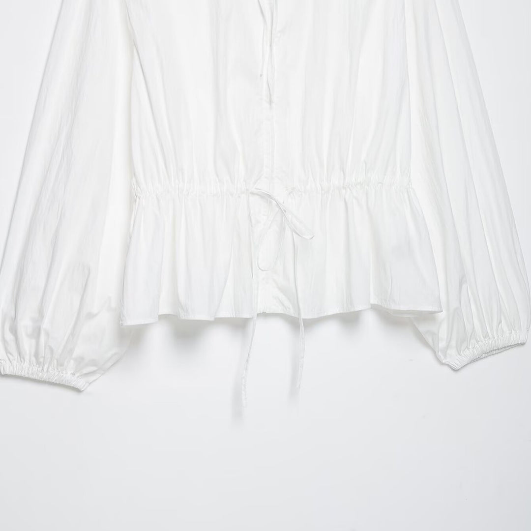 Women's lightweight cropped windbreaker with drawstring waist and high stand-up collar Amarae