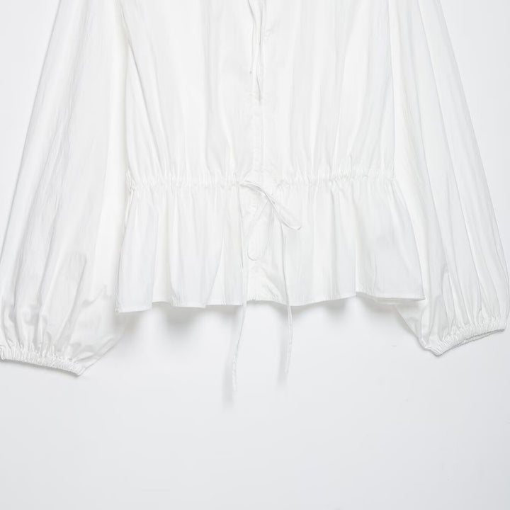 Women's lightweight cropped windbreaker with drawstring waist and high stand-up collar Amarae