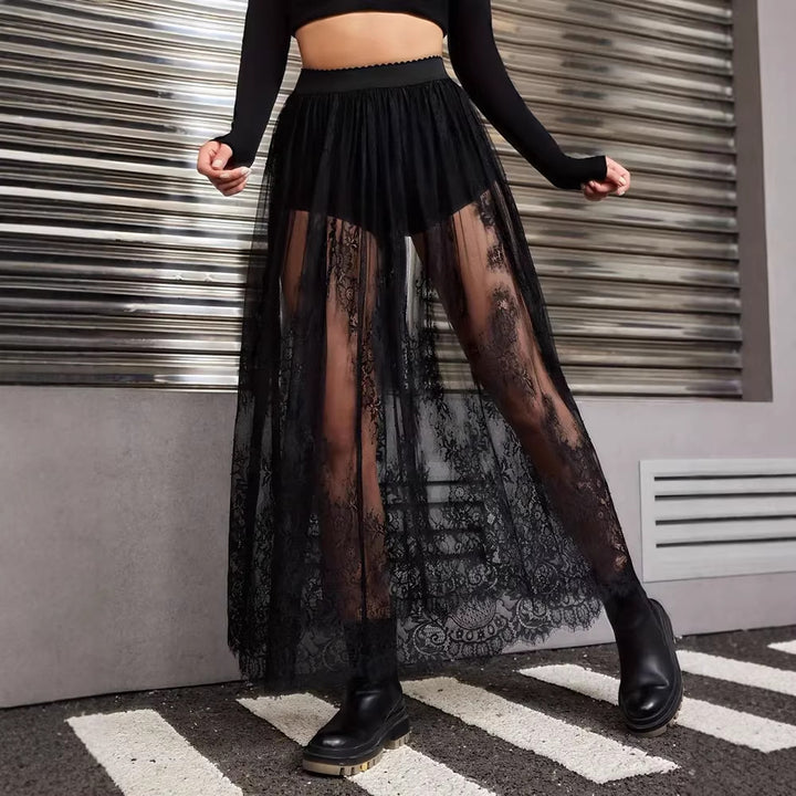 Women Elegant Lace Maxi Skirts with High Waist Lune London
