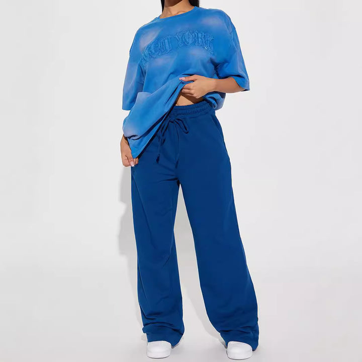 Women's wide sweatpants with elastic waistband and drawstring Chic & Stil