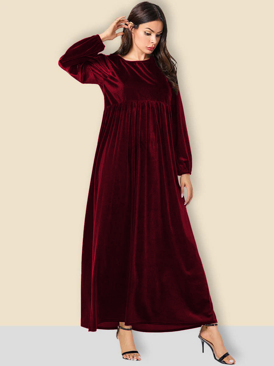 Maxi dress for women in luxurious velvet with elegant draping Lune London
