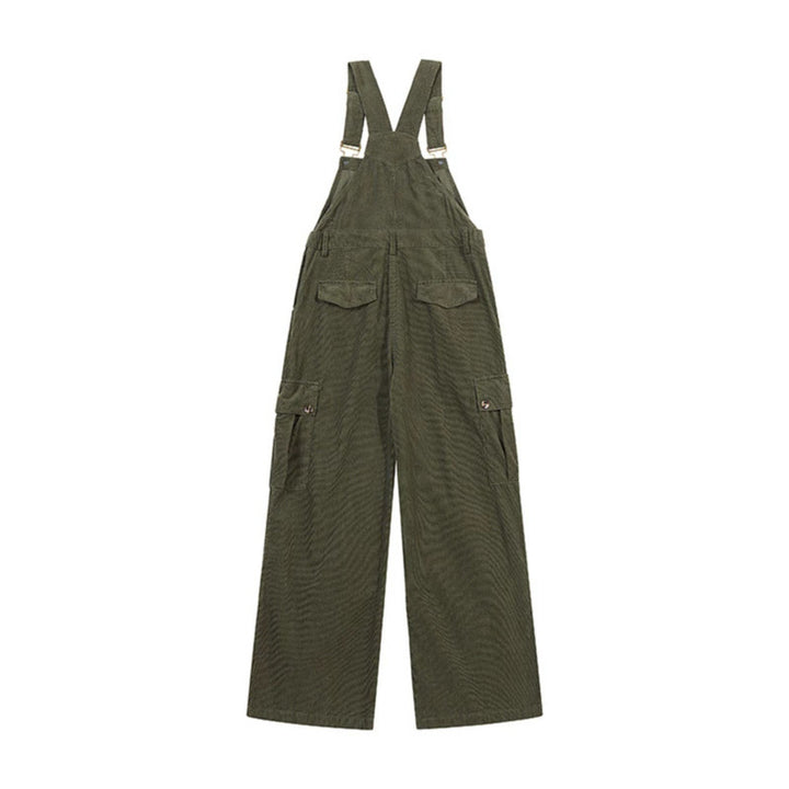 Women's Casual Corduroy Overalls with Wide Leg, Cargo Pockets and Adjustable Straps Amarae