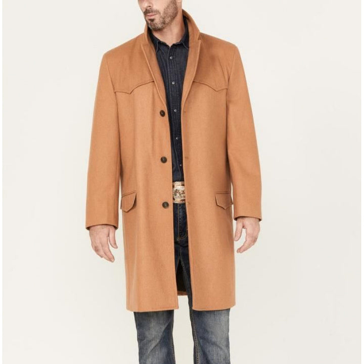 Men's knee-length classic coat with padded lining and elegant button placket Amarae