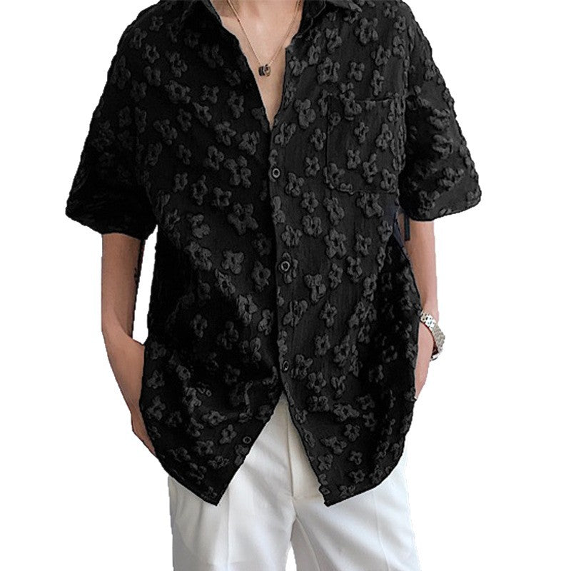 Short sleeve shirt for men with textured floral pattern Lune London