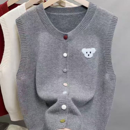 Gilet en tricot pour femmes avec joli motif d'ours Chic & Stil
