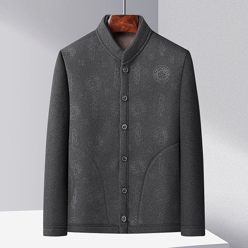 Trendy knitted jacket for men with high collar and button placket Amarae
