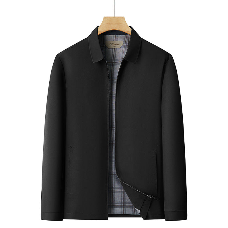 Men's lightweight transitional jacket with checked lining and concealed zipper Amarae