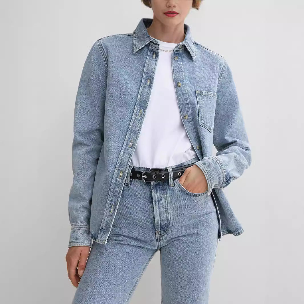 Chemise en denim pour femmes à coupe décontractée Chic & Stil
