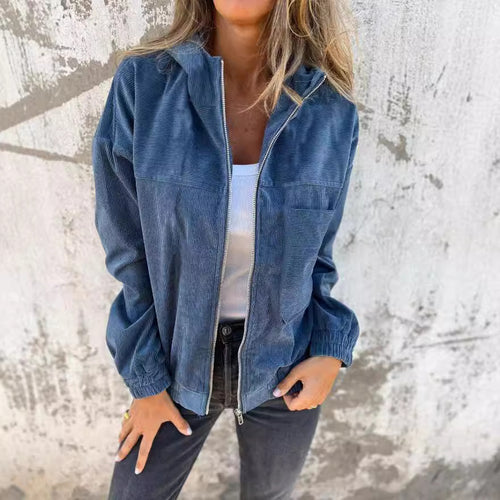 Cotton zip-up jacket with practical pockets for women Amarae