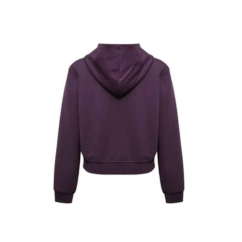 Women's Short Fitted Hoodie Sweat Jacket with Two-Way Zipper and Pockets Amarae