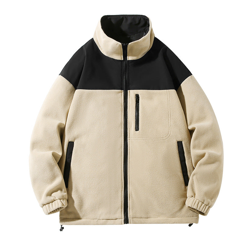Fleece jacket for men with high collar and zippered pockets Lune London