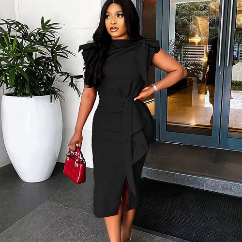Ladies Elegant Wrap Dress with Casual Style and Chic Shoulder Details and Style