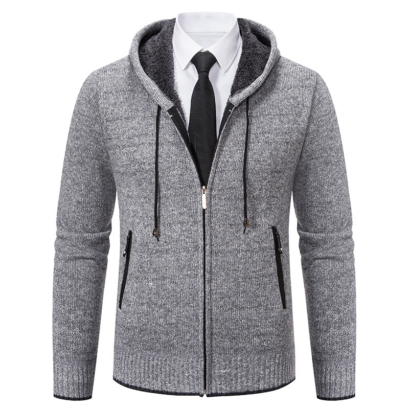Men's knitted jacket with hood and soft inner lining Lune London