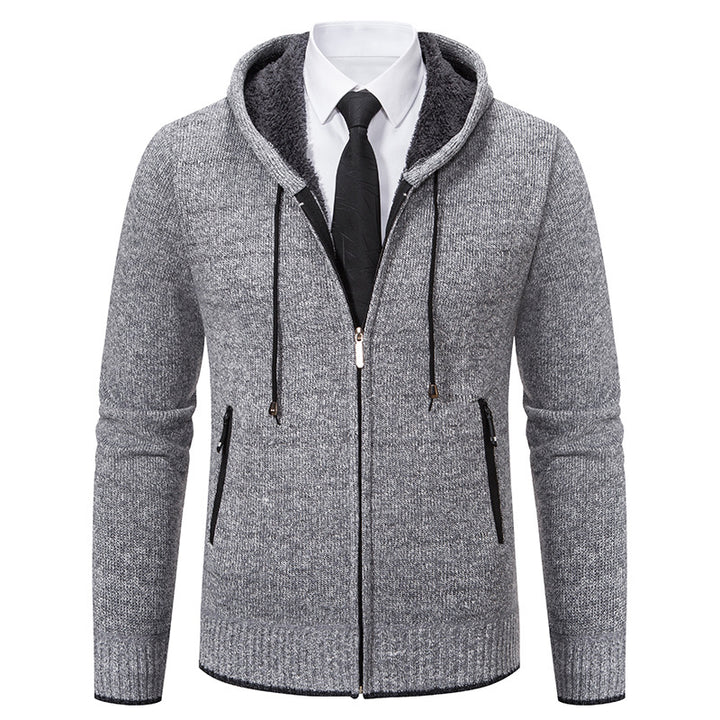 Men's knitted jacket with hood and soft inner lining Lune London