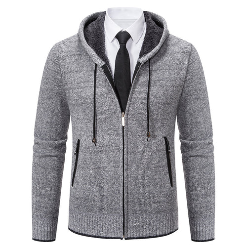 Men's knitted jacket with hood and soft inner lining Amarae