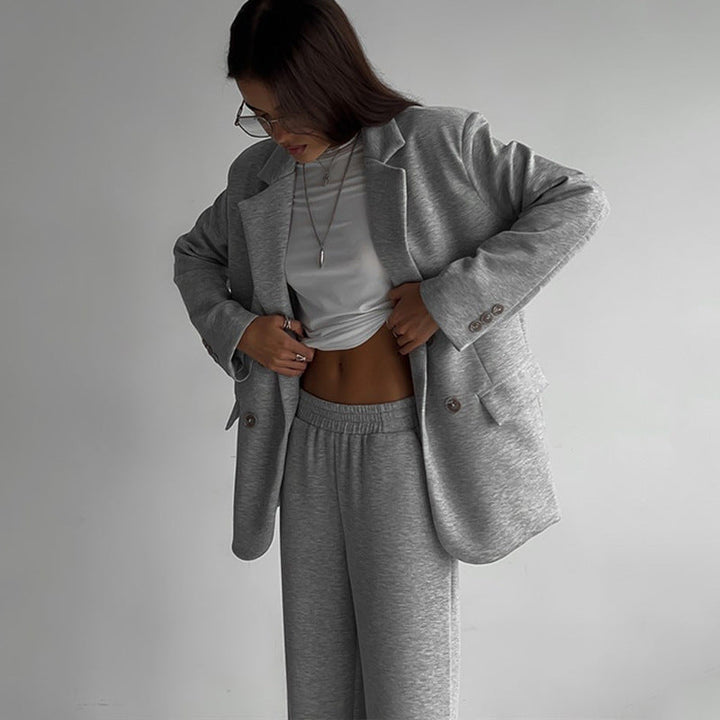 Women's Elegant Casual Two-Piece Set with Oversized Blazer and Wide-Cut Trousers Lune London