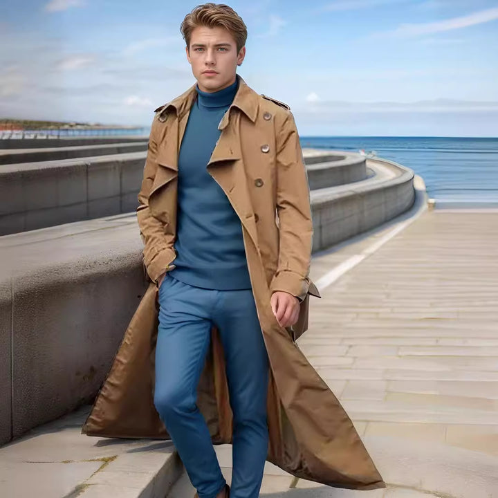 Long trench coat for men with a modern cut and practical pockets Amarae
