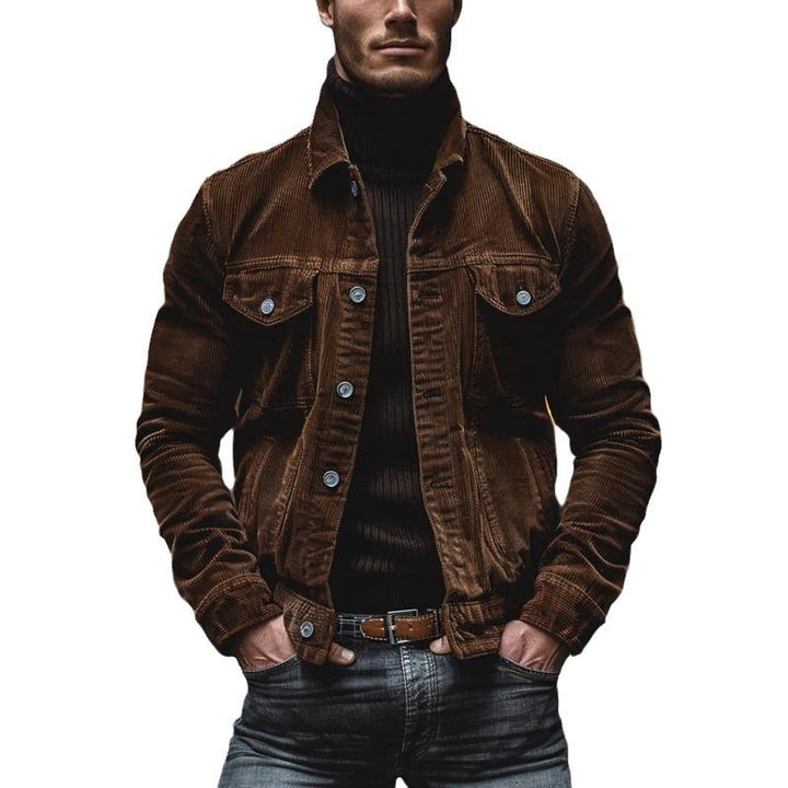 Men's cord jacket with tailored cut and snap button placket Amarae