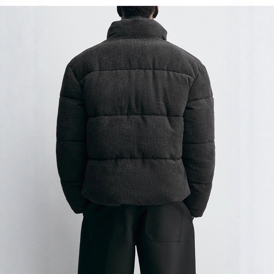Men's short quilted jacket in cord structure with high stand-up collar Amarae