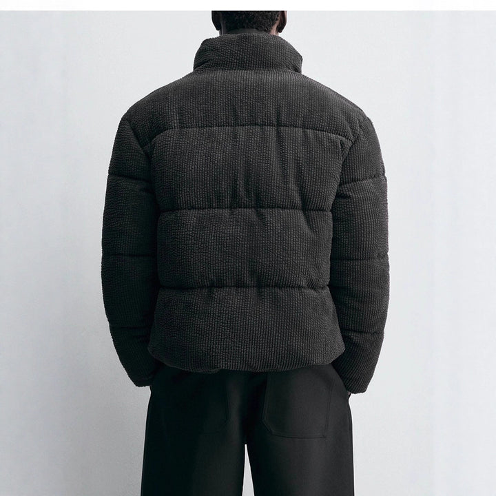 Men's short quilted jacket in cord structure with high stand-up collar Amarae
